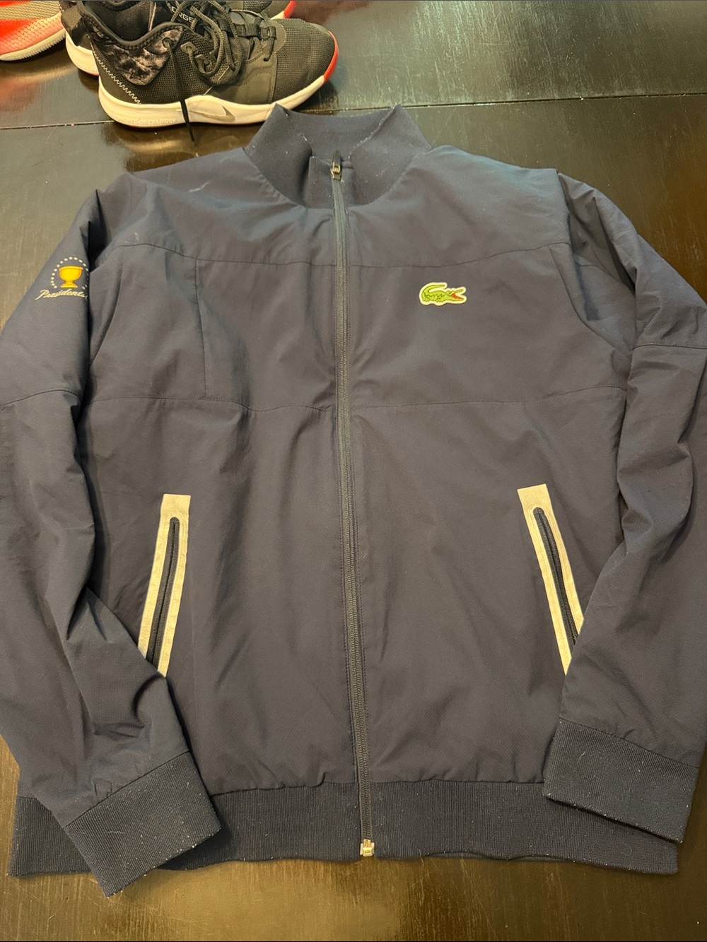 Lacoste Navy Windbreaker Jacket with Cream Trim